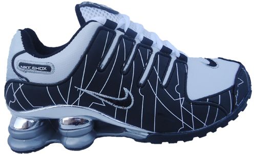 Tênis Nike Shox NZ Preto e Branco Cromado